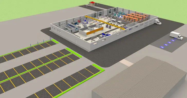 3D-Visualisierung eines Fabrikkonzepts