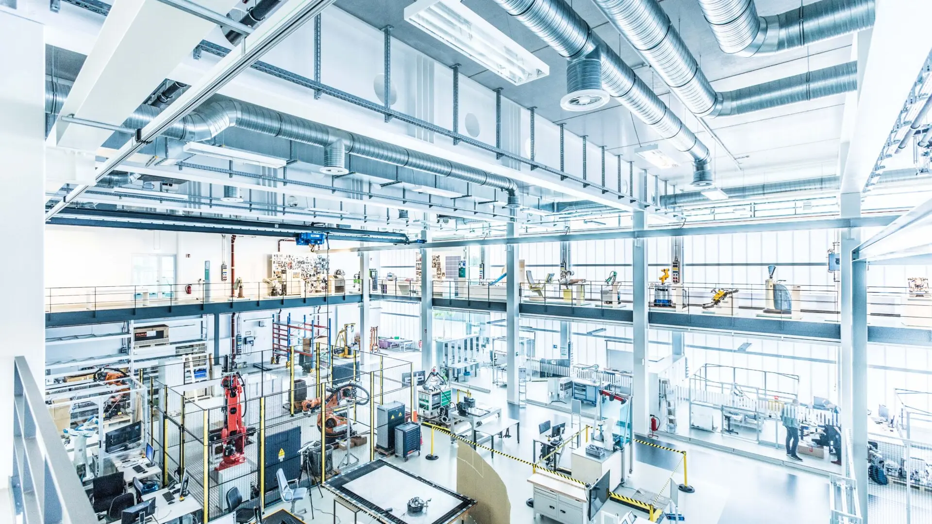 Panoramabild des Robotik-Versuchsfelds am Fraunhofer IPA