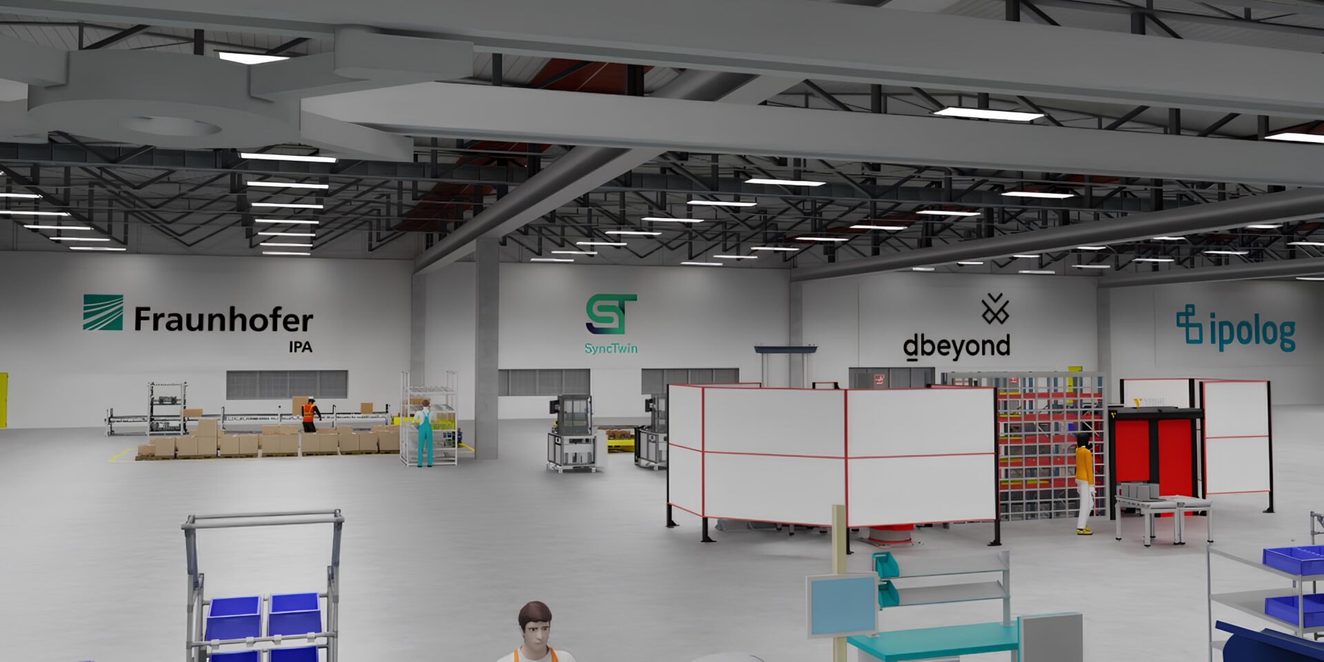 Blick in eine Fabrikhalle, geplant mit dem Industrial Metaverse-Demonstrator