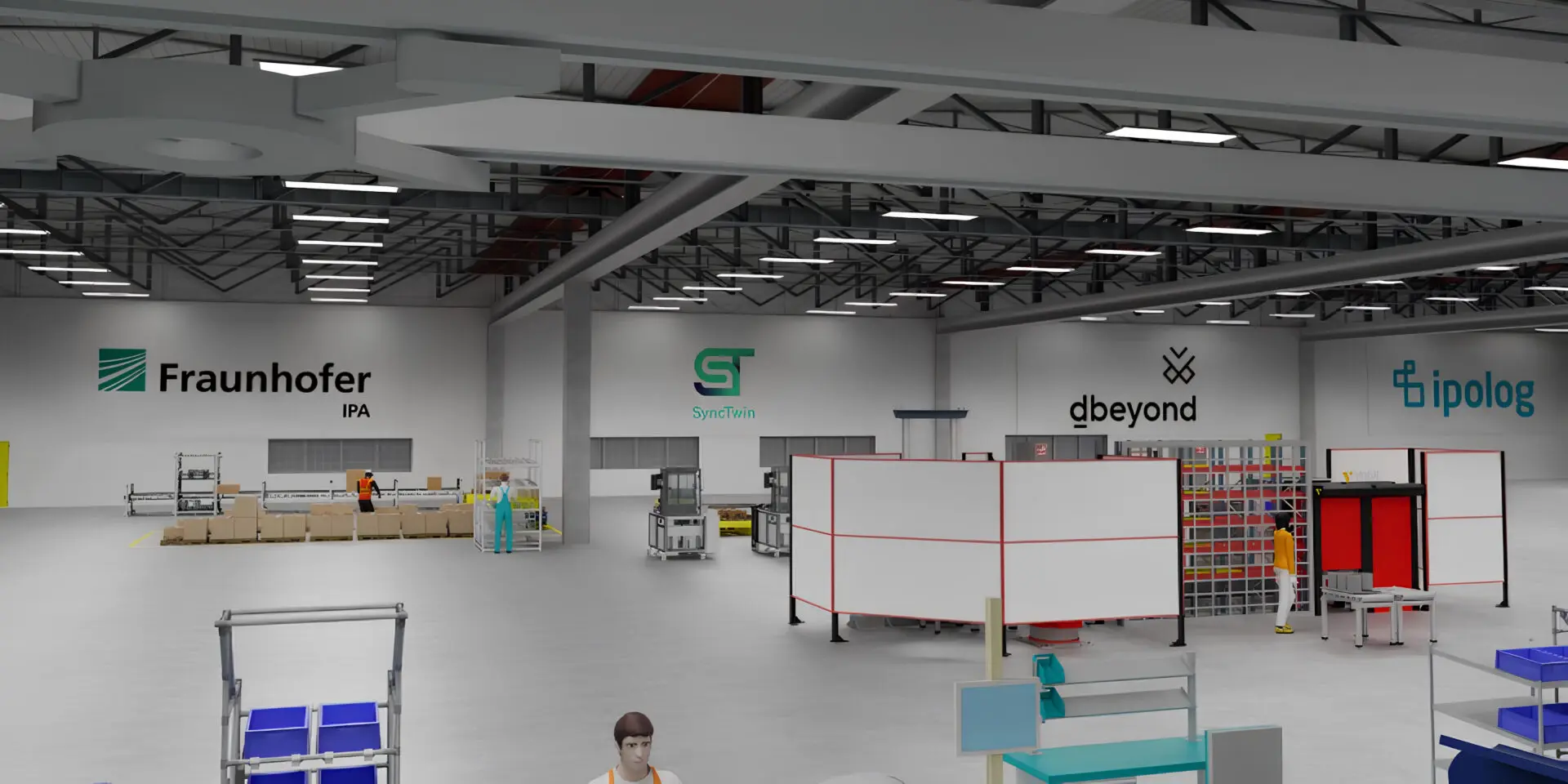 Blick in eine Fabrikhalle, geplant mit dem Industrial Metaverse-Demonstrator